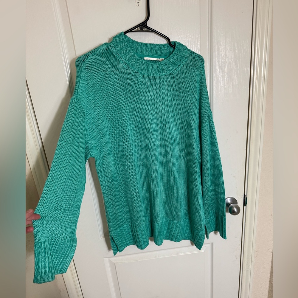 RD Style Teal Oversized Boho Coastal Tunic Knit Sweater 1X NWT Plus Size